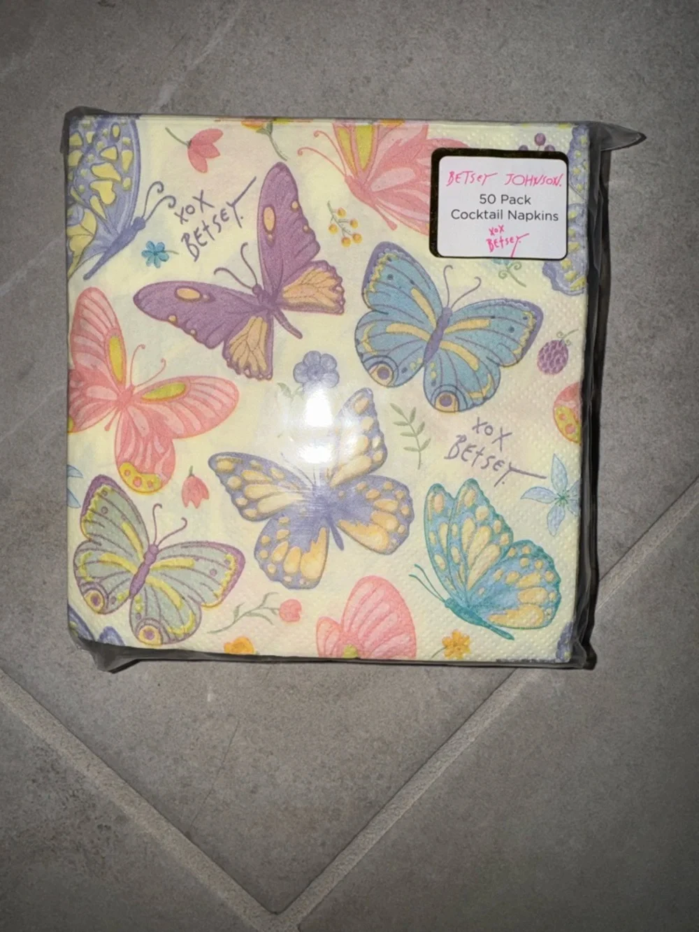 Betsey Johnson Butterfly Cocktail Napkins - Pastel Multicolor